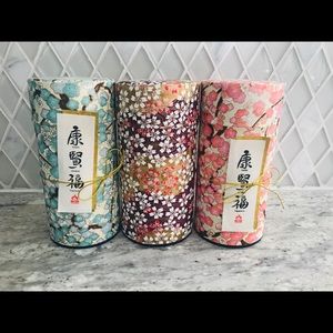 TEAVANA TEA CANISTERS~SET OF THREE JAPANESE FLOWER
